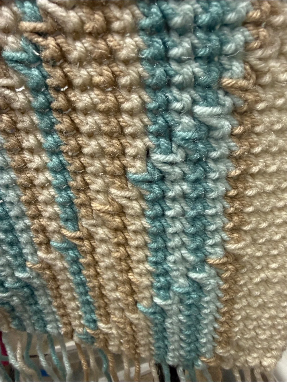 Handwoven Cream & Light Blue Striped Throw Blanket